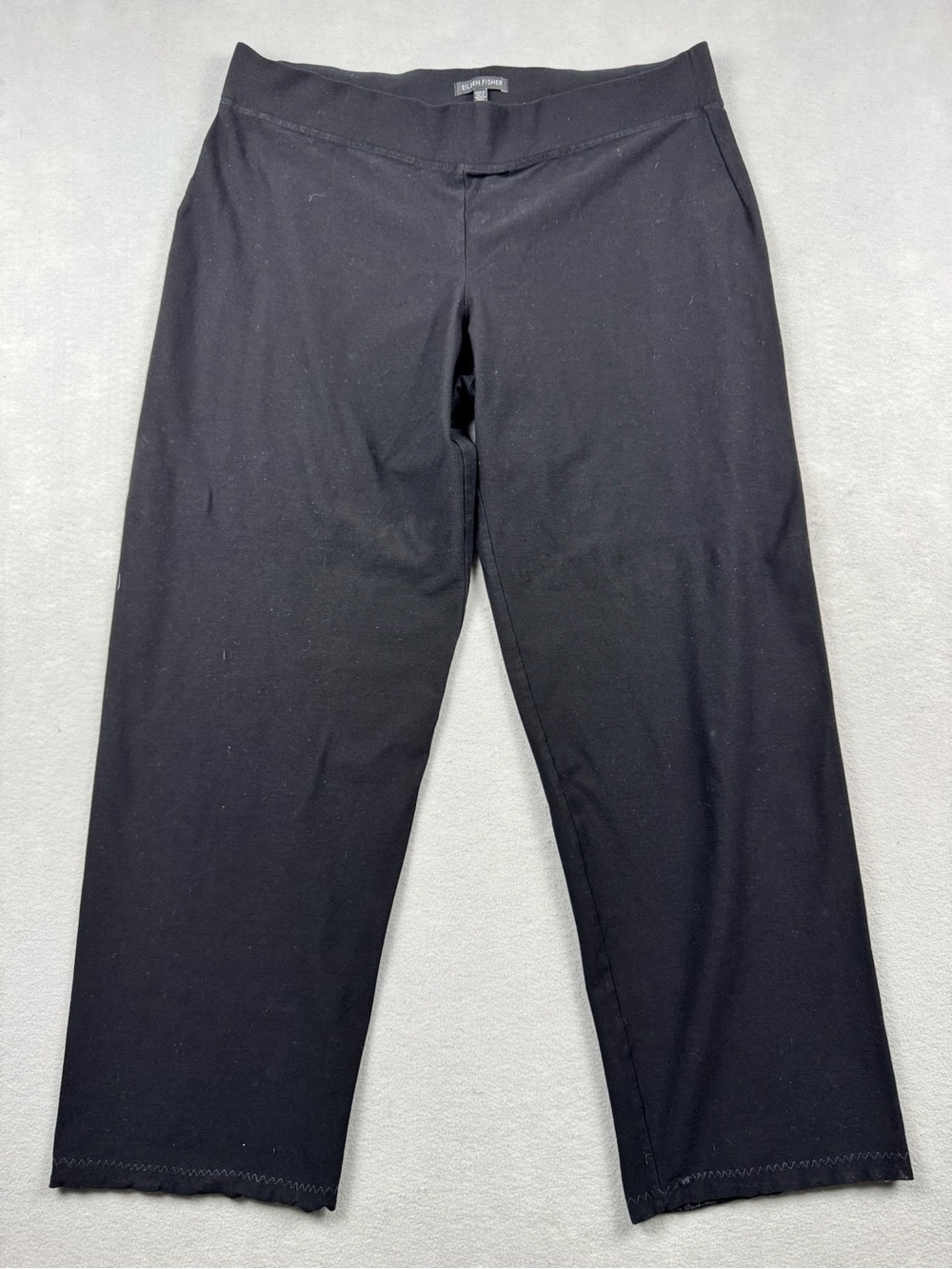 Eileen Fisher Woman’s Large Black Viscose Blend Stretch Pants Pull On Chic 34x28 - Picture 1 of 10
